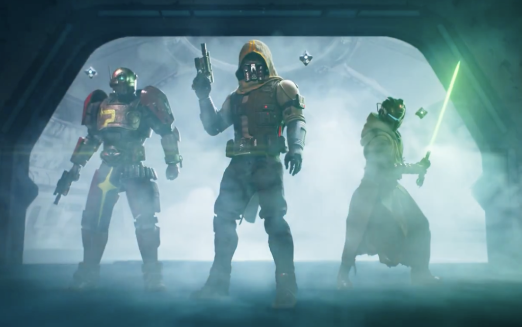 Three Guardians from Destiny 2 Renegades.